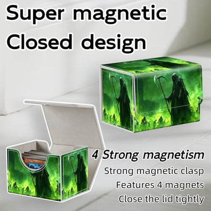 Trading Card Storage Box, Holds 100+ for MTG Cards, PU Leather with Magnetic Closure, Gothic Green Skeleton Durable Deck Box for Magic the Gathering, Trading Card Games - color: Gothic Green Skeleton