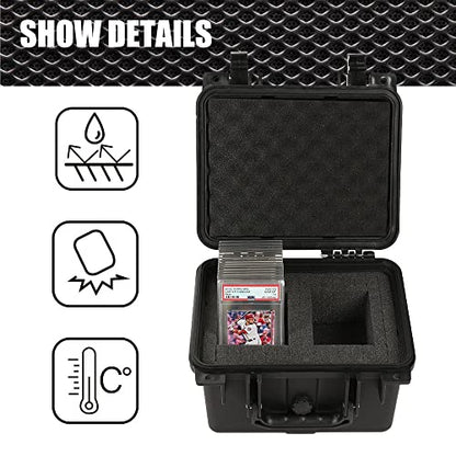 G-PLUS Graded Card Storage Box Fit BGS PSA SGC FGS Weatherproof Graded | Sports Trading Cards(Small, Black)
