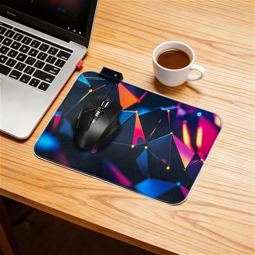 Extended RGB Gaming Mouse Pad Large LED Desk Mat Colorful Geometric Pattern USB Powered Smooth Surface Anti Slip Base