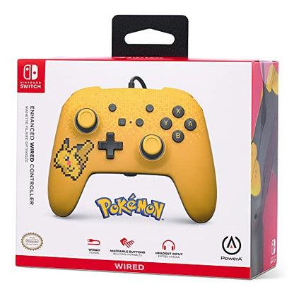 PowerA Enhanced Nintendo Switch and Switch 2 Wired Controller - Pixel Pakachu, Officially licensed - color: Pixel Pikachu