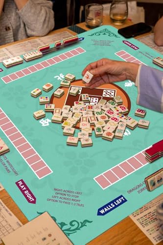 Mahjong Mat for Table, 31.5x31.5Inch American Mahjongg Table Mat (Cyan) | Anti-Wrinkle&Foldable Neoprene Mahjongg Travel Mat for Table with Learning Rule, Anti-Slip Noise Reduction Includes Carry Bag - color: Cyan