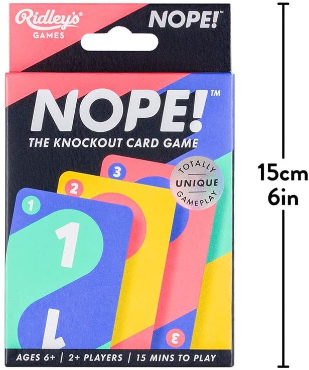 Ridley’s Nope! Fun Card Game for Families, Action-Packed, Fast-Paced Game for 2+ Players, Includes 104 Game Cards and Instructions, Simple Card Game for Kids Ages 6+