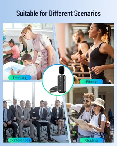SHIDU Wireless Lavalier Microphone 2.4G with 3.5MM Plug for Voice Amplifier | UHF Mic Speaker System for Teaching, 480mAh Batteries USB-C Charging, for Speaking Tour Guides Fitness Instructor