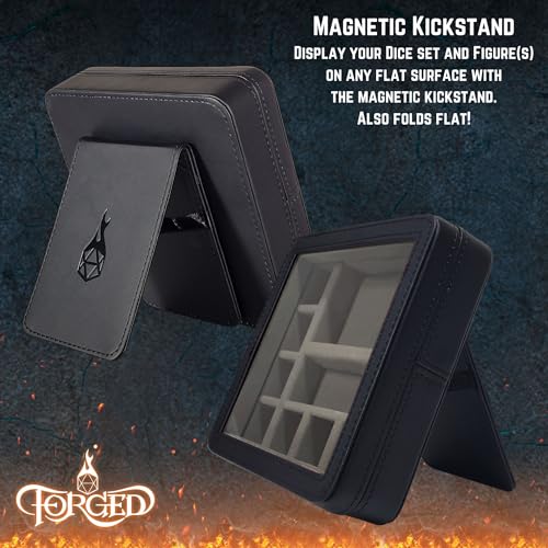 Forged Dice Co. RPG Character Shrine Display Case for Dice and DND Miniatures - Includes Travel Dice Tray and Display Lid - Compatible with Dungeons and Dragons Dice and Miniatures - Gray - color: Grey