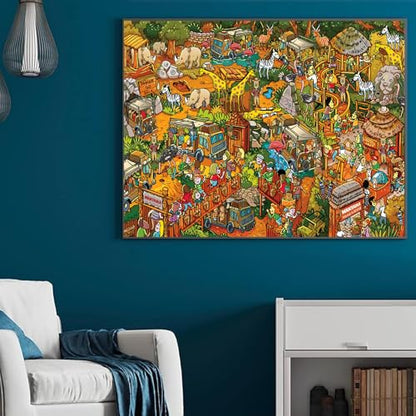 Jigsaw Puzzles for Adults, 1000 Pieces Animal Paradise Puzzle, Cartoon Painting Challenging Puzzles for Family Activity Game Nights Gifts Fidget Stress Relief - color: Animal Paradise