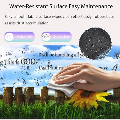 Good Morning This is God Large Mouse Pad, Sunflower Farmhouse Desk Mat | Keyboard Mat Stitched, 31.5" x 11.8", Positive Motivational Quote, Christian Inspirational Quote, Religious Encouragement - color: Vibrant Design J04K