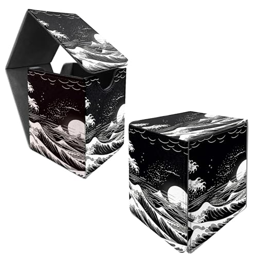 Great Wave Card Deck Box for Trading Cards Commander Deck Box Card Storage Box with Strong Magnet Magic Premium Gathering Deck Box Cover for TCG CCG Magic Cards - color: Great Wave, size: B Card Case