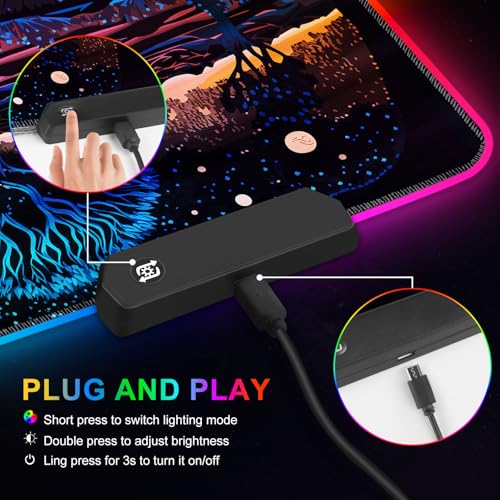 ARTSO Extra Large RGB Gaming Mouse Pad with 14 Light Modes, Extended Soft LED Mousepad, Anti-Slip Rubber Base, Computer Keyboard Mat (35.4 x15.7 Inch), Mysterious Tree - color: Mysterious Tree
