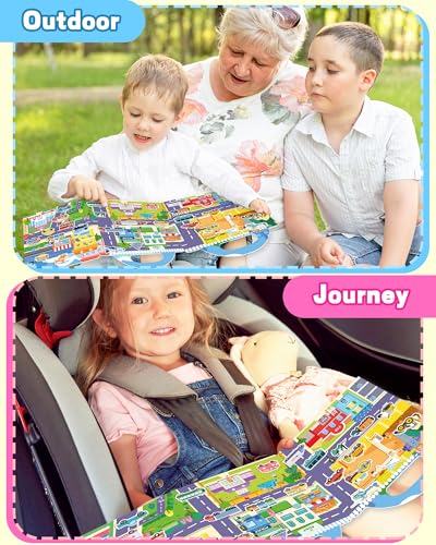Walenced Reusable Sticker Book for Toddlers, Travel Stickers for Kids, Toddler Craft Activities Toys, Birthday Gifts for Boys & Girls - style: Traffic