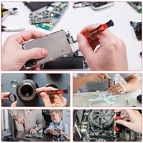 122 in 1 Precision Screwdriver Set With CR-V Steel Bits(Red) | Magnetic Repair Tool Kit with Case for Repair Computer, Phone, PC, Cellphone, Laptop, Game Console, Watch, Glasses etc - color: Red
