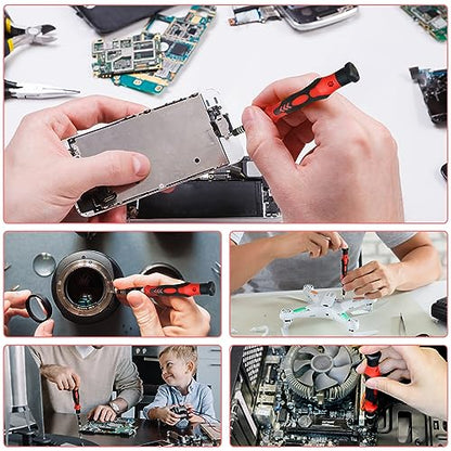 122 in 1 Precision Screwdriver Set With CR-V Steel Bits(Red) | Magnetic Repair Tool Kit with Case for Repair Computer, Phone, PC, Cellphone, Laptop, Game Console, Watch, Glasses etc - color: Red