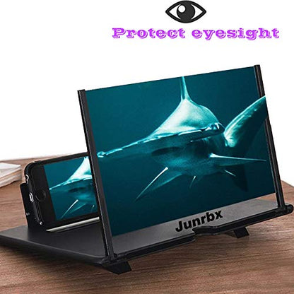 Screen Magnifier Amplifier, New Generation Phone Holder Screen Amplifier, 3D HD Video and Gaming Phone Projector-with Foldable Phone Stand, Supports All Smartphones - color: Black