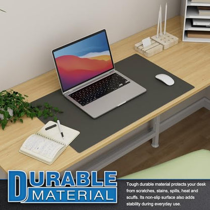 K KNODEL Small Office Leather Desk Mat, Mouse and Keyboard Pad, Computer and Laptop Mat, Desktop Protector and Cover, Writing Pad and Blotter (23.6"x13.8", Dark Gray) - color: Dark Gray, size: 23.6" x 13.8"