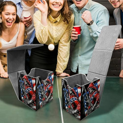 Flag Skull Card Deck Box, MTG Commander Deck Box Card Deck Case for Trading Cards, 100+ Sleeved Cards with PU Leather Magnetic Card Storage Box for TCG CCG Magic Cards - color: Card Deck Box-588