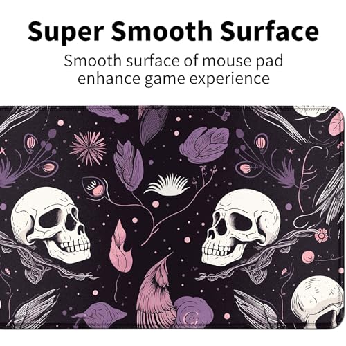 Raven Skulls for MTG & TCG Playmat Mouse Pad, 24" x 14" Game Mat for MTG/RPG/CCG Trading Card Game Playmats Table Mat Perfect for Card Games Video Games Computer Office