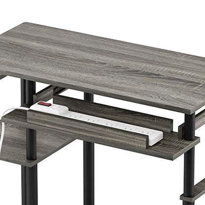 Furinno Abbott Computer Desk with Bookshelf, French Oak Grey/Black - color: French Oak Grey/Black, size: 19 Inch