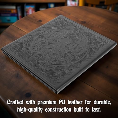 CASEMATIX DM Screen – 3-Panel Travel-Ready Game Master Screen with Transparent Pockets, PU Leather GM Screen, Wet-Erase Compatible, Compact Size for Portable Tabletop RPG Campaigns