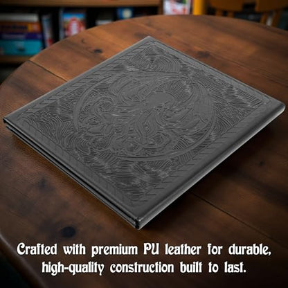 CASEMATIX DM Screen – 3-Panel Travel-Ready Game Master Screen with Transparent Pockets, PU Leather GM Screen, Wet-Erase Compatible, Compact Size for Portable Tabletop RPG Campaigns