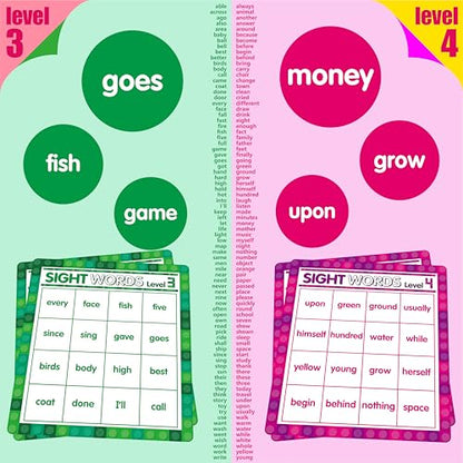 SpriteGru Sight Word Bingo Game, 160 Sight Words Learn to Read Level 3 & Level 4 Bingo Board Game Dolch's & Fry's Words Lists for Kindergarten and Preschool Kids 4-8, Perfect for Classroom & At Home - style: 25 Pcs Sight Word Bingo Game Level 3-4