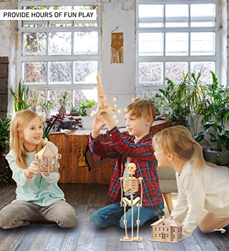 Puzzled 3D Puzzle Human Skeleton Wood Craft Construction Model Kit, Fun & Educational DIY Wooden Toy Assemble Model Unfinished Crafting Hobby Puzzle to Build & Paint for Decoration 50 Pieces Pack