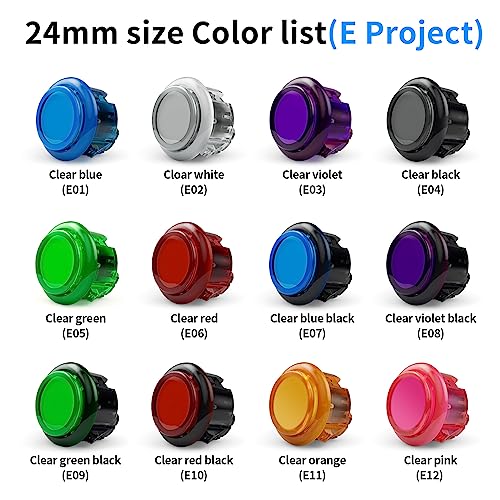 Qanba Gravity KS Mechanical Arcade Buttons 24mm Snap-in Mechanical Pushbutton (Boxed (Clear Orange E11(12 pcs)) - color: Clear Orange E11(12 pcs)