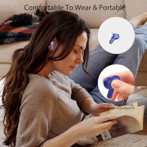 Wireless Earbuds, Bluetooth 5.4 Headphones HiFi Stereo, Bluetooth Earbuds with ENC Noise Cancelling Mic, IP7 Waterproof in Ear Earphones, 48H, LED Display Ear buds for Pad Workout Sports, Blue - color: Blue
