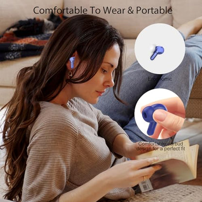 Wireless Earbuds, Bluetooth 5.4 Headphones HiFi Stereo, Bluetooth Earbuds with ENC Noise Cancelling Mic, IP7 Waterproof in Ear Earphones, 48H, LED Display Ear buds for Pad Workout Sports, Blue - color: Blue