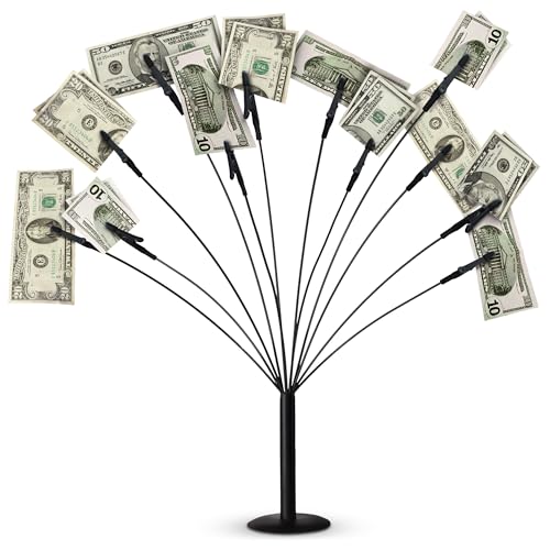 Gift Card Tree Holder to Hold Gift Cards, Lottery Tickets, Photos, Money | Lottery Ticket Holders with 12 Flexible Clips, Great for Birthday, Party, Wedding, Christmas, Metal Stand with Black Finish - color: With Clips Gift Card Tree