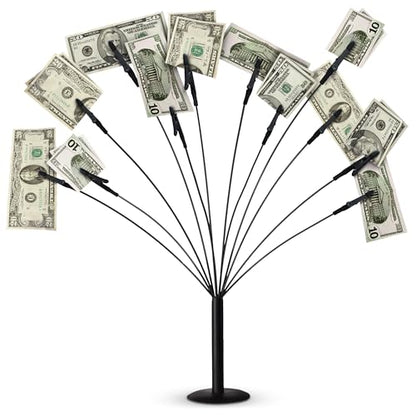 Gift Card Tree Holder to Hold Gift Cards, Lottery Tickets, Photos, Money | Lottery Ticket Holders with 12 Flexible Clips, Great for Birthday, Party, Wedding, Christmas, Metal Stand with Black Finish - color: With Clips Gift Card Tree