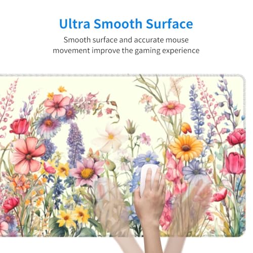 Flower Mouse Pad XL Large Mousepad Non Slip Rubber Base Desk Mat for Laptop Computer Gaming 31.5" X 12" - color: Flower