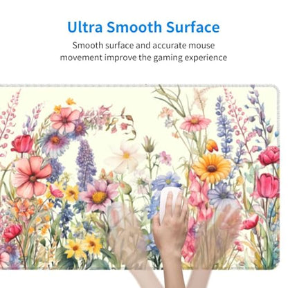 Flower Mouse Pad XL Large Mousepad Non Slip Rubber Base Desk Mat for Laptop Computer Gaming 31.5" X 12" - color: Flower