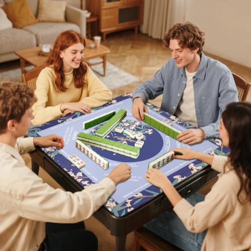 DEVPNR Mahjong Mat for Table with Carrying Bag, 32.6"x32.6", DeepBluePurple | Non-Slip Table Cover, Noise-Reducing, with Rules, Easy Storage, for American Mahjong, Poker, Card & Board Games - color: Deep Blue Purple
