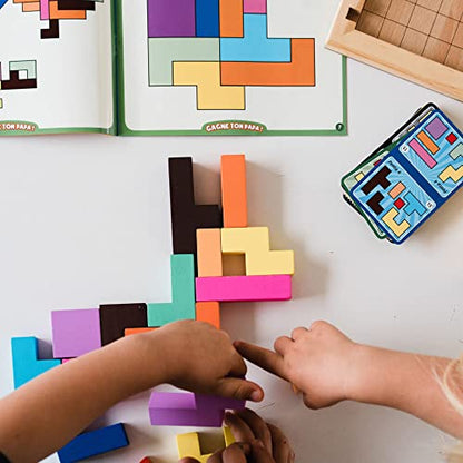 Katamino Family | Wooden Brain Teaser Puzzle Game for Kids and Parents | Educational Board Games for Toddlers and Kids of All Levels | Over 1000 Pentomino Combos | Ages 3+ | 1-2 Players | 10 Min