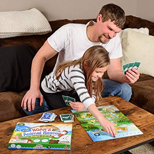 Noah's Animal Rescue Cooperative Bible Board Game for Kids Ages 4 and Up | No reading required, easy to learn. Bible-story theme, kids work together to rescue animals. Perfect for family game night.