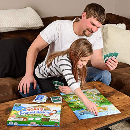 Noah's Animal Rescue Cooperative Bible Board Game for Kids Ages 4 and Up | No reading required, easy to learn. Bible-story theme, kids work together to rescue animals. Perfect for family game night.