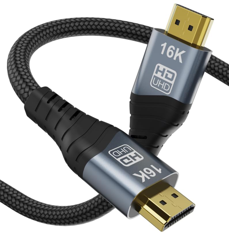16K HDMI 2.2 Cable 2M 8K 10K 6.6FT High Speed 96Gbps 12Bit 16K@60Hz 8K@240Hz 4K@480Hz Braided Gold Plated UHD HDR Support HDCP 3D HDMI Connection Compatible with PS5 Monitor TV - size: 2m 6.6ft