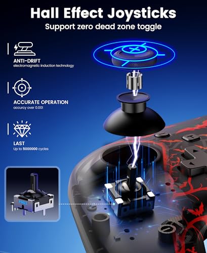 Switch 2 Controller Compatible with Nintendo Switch 2/Switch/OLED/Lite - Hall Effect Joystick & Trigger - 7 Color RGB Wireless Pro Controller with Charging Dock, Macros, Turbo, KeyLinker App - Pumpkin - color: Pumpkin with Charging Station