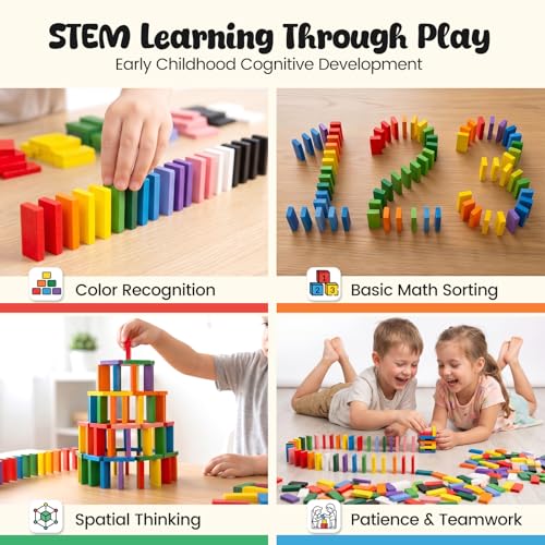 BigOtters Extra Large Domino Blocks Set for Kids, Educational Racing Game Party Favor for Boys and Girls,Colorful 108 PCS