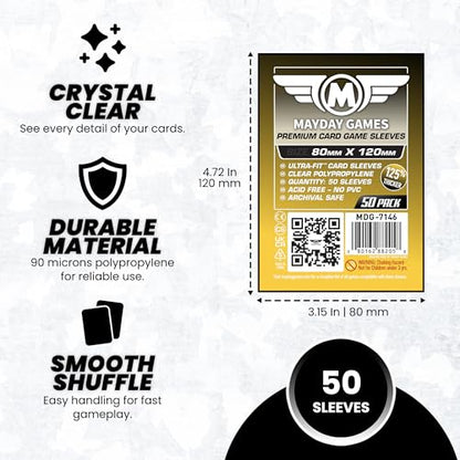Mayday Games Dixit Premium Card Sleeves - 80x120mm 90 Micron Thick, 50 Per Pack, Oversized Clear Board Game Card Sleeves - MDG-7146