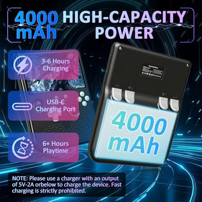 H5 Retro Gaming Console, 5.0 Inch IPS HD Screen Handheld Game Console, 256GB TF Card Build-in 40000+ Classic Games, Portable Video Arcade Support 34+ Emulators with 4000mAh Battery, Black