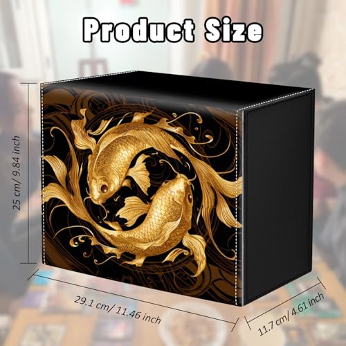 DEGDFSGR Card Game Storage Box for TCG MTG Commander Deck Box MTG Card Box Organizer Trading Card Case Magnetic Closure Creative Pattern Up to 2400 Cards, Golden Yin Yang Koi Fish - color: Golden Yin Yang Koi Fish