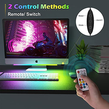 WILLED RGB Under Monitor Light Bar, Gaming Lights for Gaming Setup, RGB Desk Led with Remote Controller, 5V USB Led Light Bar, Keyboard Gaming Light for Desk/PC/Monitor/Computer/Setup/Room Accessories