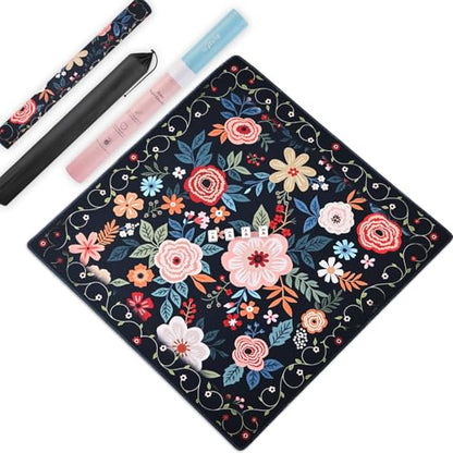 Mahjong Mat & Mah Jongg Mat for Table - Waterproof & Silent, 3mm Thick Non-Slip Game Pad with Unique Designs, Carry Bag & Gift Tube - Premium Mahjongg Accessories（31.5" x 31.5",Black - color: Black