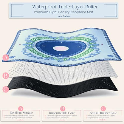 American Mahjong Mat and Racks Set: 31.5" x 31.5" Waterproof Neoprene | Includes 4 clear acrylic racks, rules card, carrying bag and gift box – ready to play, great for gifting(Navy Compass) - color: Navy Compass