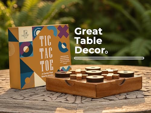 BSIRI Wooden Tic Tac Toe Game Coffee Tabletop XO Blocks Ideal for Family Living Room Games Night for Adults for Desk Decor and Unique Wood Gifts for All Occasions 5.5 Inch - style: Classic