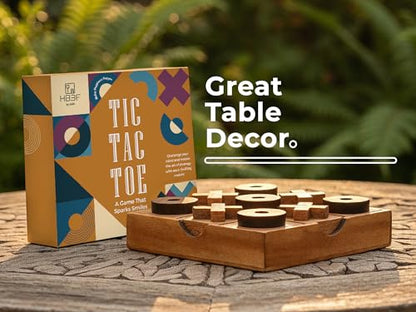 BSIRI Wooden Tic Tac Toe Game Coffee Tabletop XO Blocks Ideal for Family Living Room Games Night for Adults for Desk Decor and Unique Wood Gifts for All Occasions 5.5 Inch - style: Classic