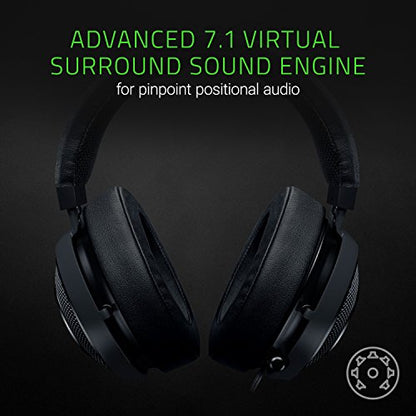 Razer Kraken 7.1 V2: 7.1 Surround Sound - Retractable Noise-Cancelling Mic - Lightweight Aluminum Frame - Gaming Headset Works with PC, PS4, Xbox One, Switch, & Mobile Devices - Black