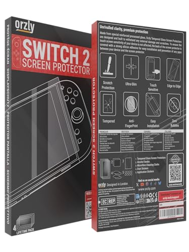 Orzly Glass Screen Protector for Nintendo Switch 2 Console 2025 Screen Size 7.9 inch 4 Pack. No Bubbles Easy Installation Anti Scratch Edition - size: 7.9"