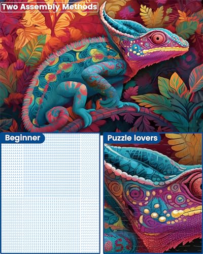 Jigsaw Puzzle 500 Pieces, Chameleon Puzzle, Puzzles for Adults 500 Pieces and up, Paper Jigsaw Puzzle for Adults and Families, Pieces Fit Together Perfectly, Smooth Edging, Leisure Animal Puzzle - style: Chameleon