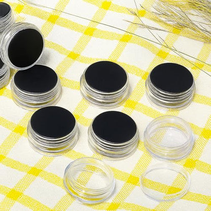 16Pcs Small Clear Bead Storage Organizer Containers with Black Sponge | Plastic Gemstone Display Box, Round Gemstone Holder Case with Screw Top Lids for, Gems, Beads, Small Items - color: Transparent Box, Black Sponge Pad